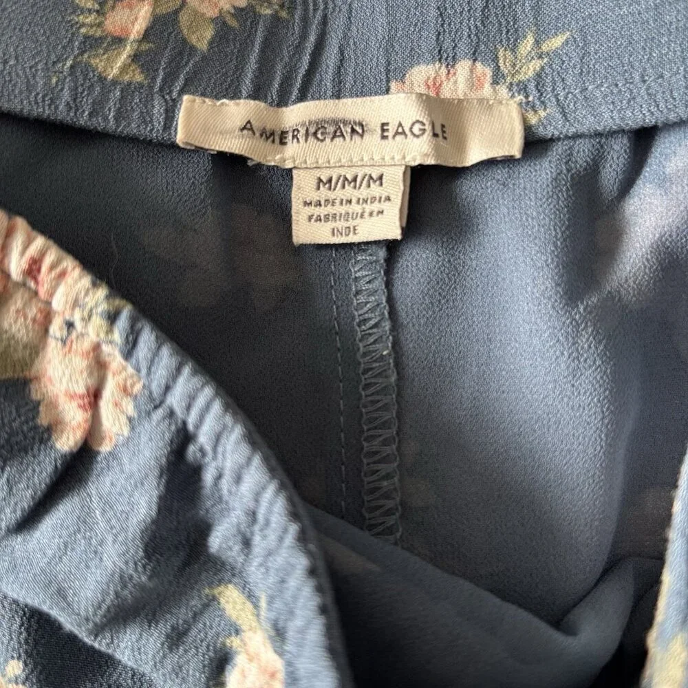 American Eagle Womens Cottagecore Blue Skirt Size M Floral Milkmaid Boho Peasant